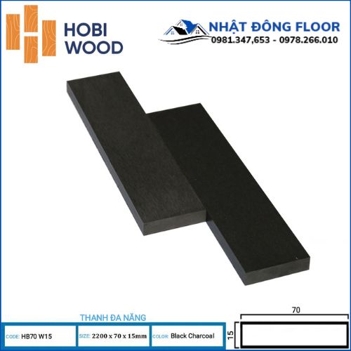 Thanh Đa Năng Gỗ Nhựa Ngoài Trời Hobi Wood HB70W15 Black Charcoal