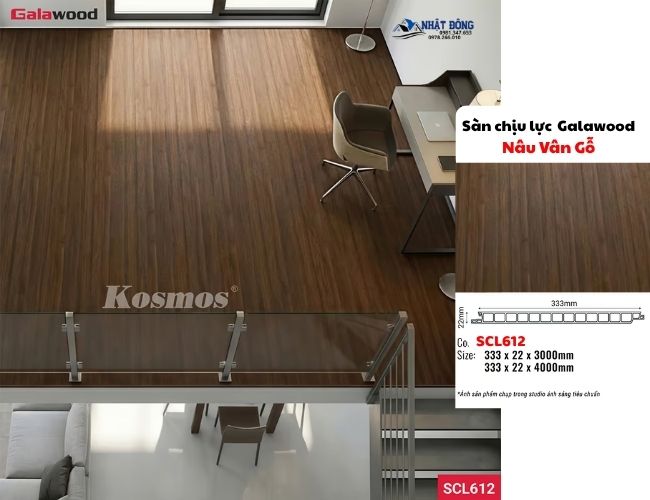 Công Trình Sàn Chịu Lực Galawood SCL-612 Nâu Vân Gỗ