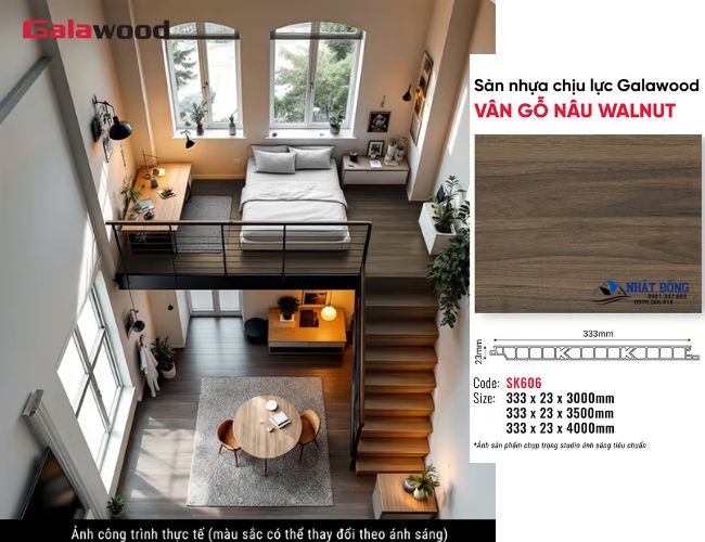 Công Trình Sàn Chịu Lực Galawood SK-606 Màu Nâu Walnut
