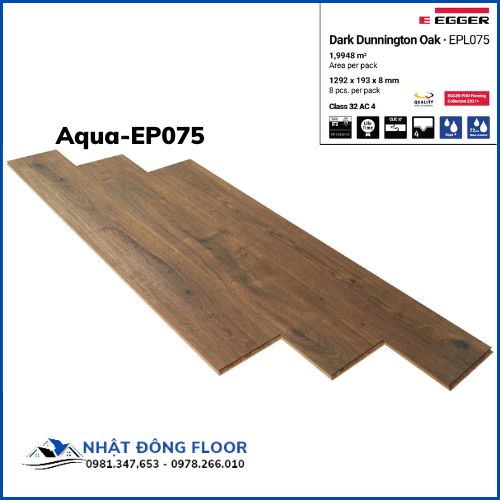 Sàn Gỗ Công Nghiệp Egger 8mm EPL075 Với Gam Màu Nâu Vàng Sang Trọng