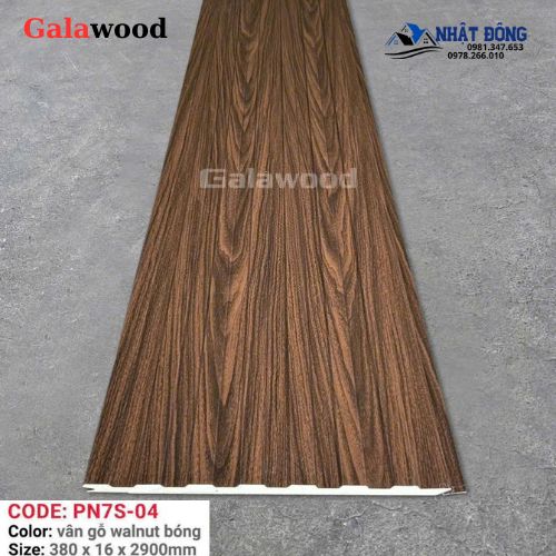Tấm Ốp Panel Cách Nhiệt Galawood 7 Sóng Nâu Walnut PN7S-04