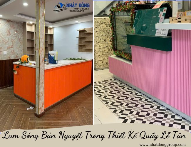 Quầy Lễ Tân Trở Nên Nổi Bật Với Lam Sóng Hồng Và Cam