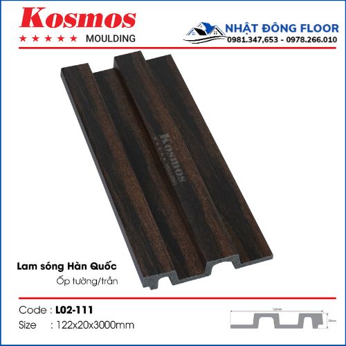 Tấm Ốp Tường Lam 2 Sóng Giả Gỗ Hàn Quốc L02-111