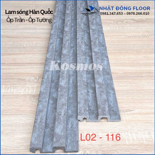 Lam 2 Sóng Hàn Quốc L02-116 Với Tông Màu Xám Vân Bê Tông Độc Đáo