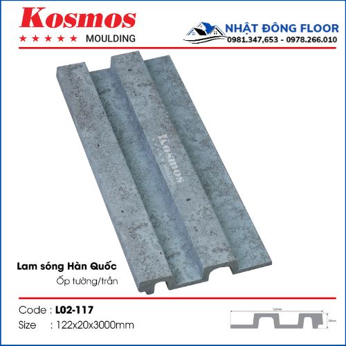 Tấm Ốp Tường Lam 2 Sóng Giả Bê Tông Hàn Quốc L02-117