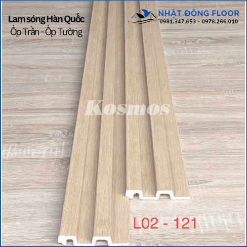 Tấm Ốp Tường Lam 2 Sóng Giả Gỗ Hàn Quốc L02-121