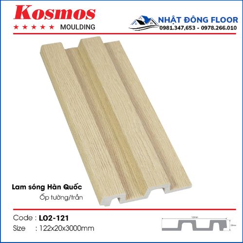 Tấm Ốp Tường Lam 2 Sóng Giả Gỗ Hàn Quốc L02-121