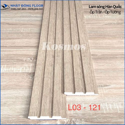 Tấm Ốp Tường Lam 3 Sóng Giả Gỗ Hàn Quốc L03-121