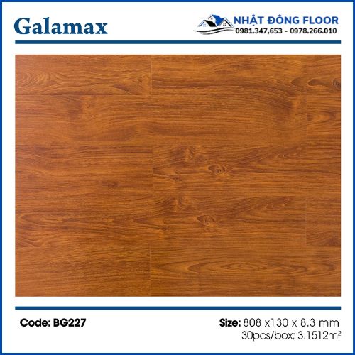 Sàn Gỗ Công Nghiệp Galamax Mặt Bóng 8.3mm BG227