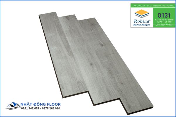 Sàn Gỗ Công Nghiệp Robina O131 Có Gam Màu Xám Lông Chuột Bắt Mắt