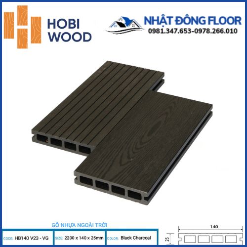 Sàn Gỗ Nhựa Ngoài Trời Hobi Wood HB140V25-VG Black Charcoal