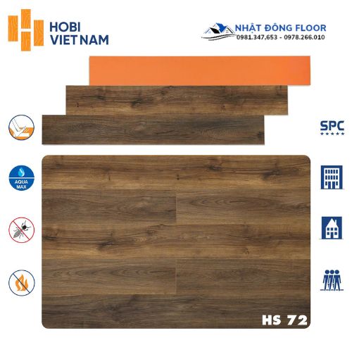 Sàn Nhựa Hèm Khóa Hobiwood HS72 Có Đế Cao Su Chống Ồn Và Êm Chân