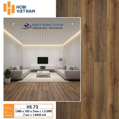 Sàn Nhựa Hobiwood Cốt 7mm  1.5mm Đế IPXE HS72