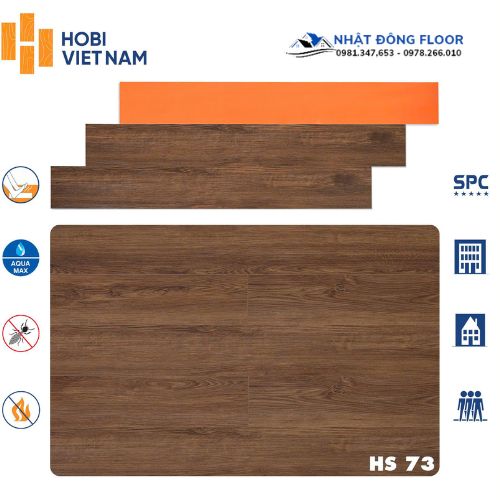 Sàn Nhựa Hèm Khóa Hobiwood HS73 Có Đế Cao Su Chống Ồn Và Êm Chân
