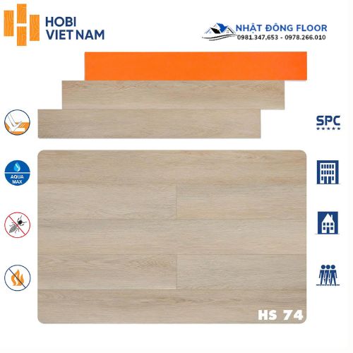 Sàn Nhựa Hèm Khóa Hobiwood HS74 Có Đế Cao Su Chống Ồn Và Êm Chân