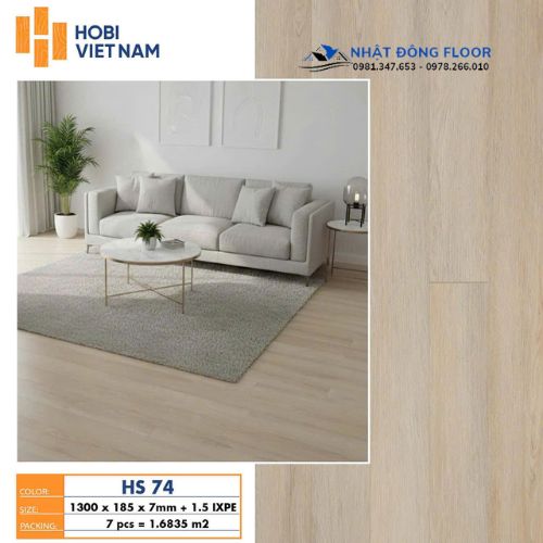 Sàn Nhựa Hobiwood Cốt 7mm 1.5mm Đế IPXE HS74