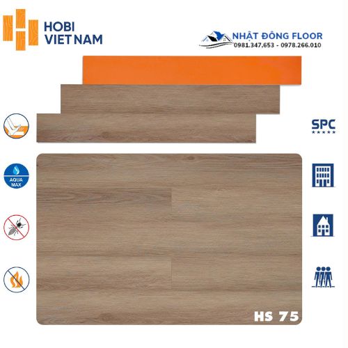 Sàn Nhựa Hèm Khóa Hobiwood HS75 Có Đế Cao Su Chống Ồn Và Êm Chân