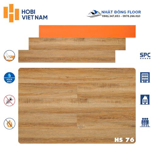Sàn Nhựa Hèm Khóa Hobiwood HS76 Có Đế Cao Su Chống Ồn Và Êm Chân