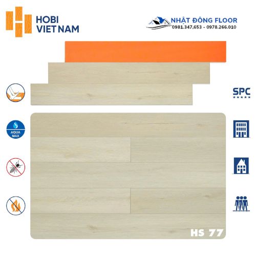 Sàn Nhựa Hèm Khóa Hobiwood HS77 Có Đế Cao Su Chống Ồn Và Êm Chân