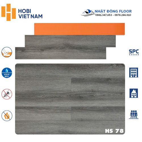Sàn Nhựa Hèm Khóa Hobiwood HS78 Có Đế Cao Su Chống Ồn Và Êm Chân