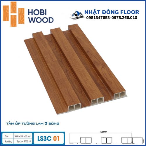 Tấm Ốp Tường Lam 3 Sóng cao Hobiwood LS3C01