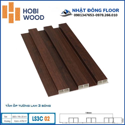 Tấm Ốp Tường Lam 3 Sóng cao Hobiwood LS3C02