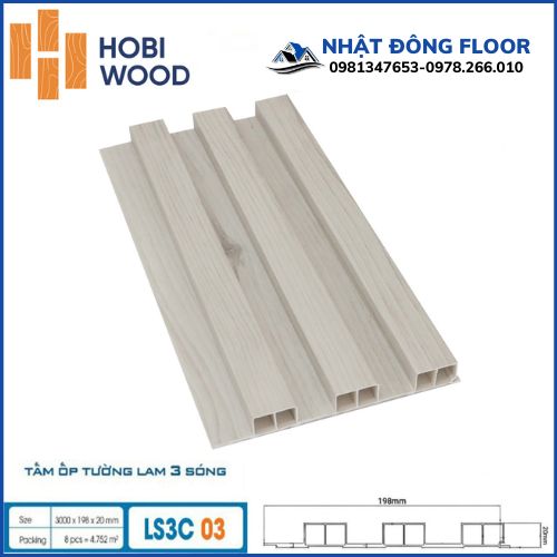 Tấm Ốp Tường Lam 3 Sóng cao Hobiwood LS3C03