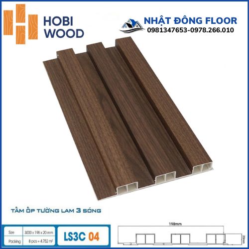 Tấm Ốp Tường Lam 3 Sóng cao Hobiwood LS3C04