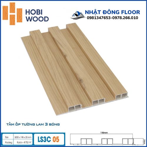 Tấm Ốp Tường Lam 3 Sóng cao Hobiwood LS3C05