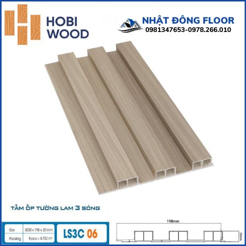 Tấm Ốp Tường Lam 3 Sóng cao Hobiwood LS3C06