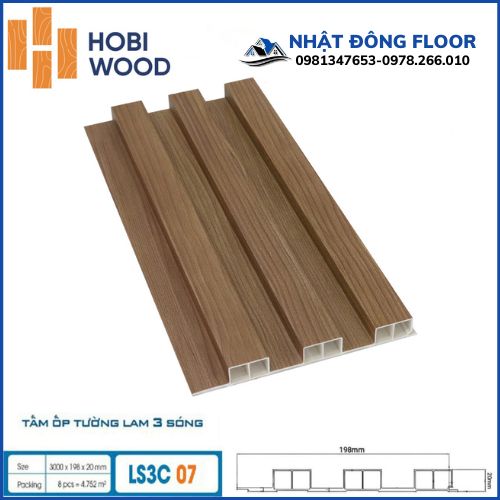 Tấm Ốp Tường Lam 3 Sóng cao Hobiwood LS3C07