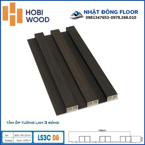 Tấm Ốp Tường Lam 3 Sóng cao Hobiwood LS3C08