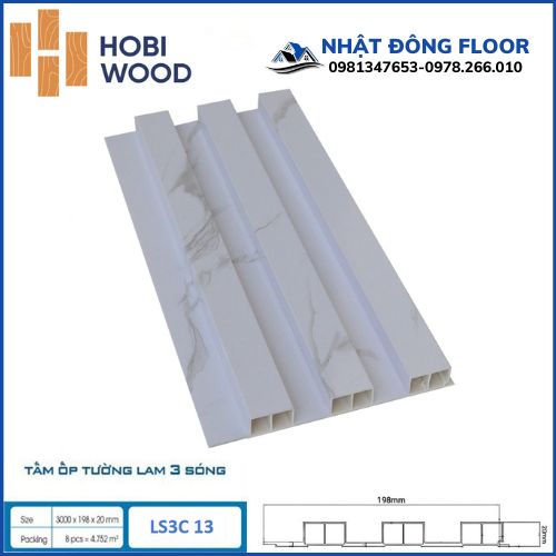 Tấm Ốp Tường Lam 3 Sóng cao Hobiwood LS3C13