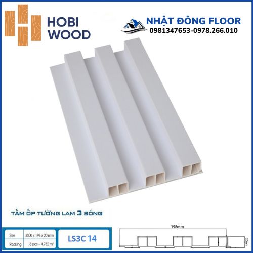 Tấm Ốp Tường Lam 3 Sóng cao Hobiwood LS3C14