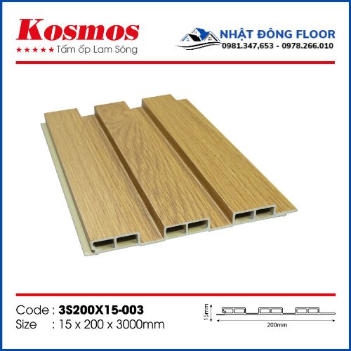 Tấm Ốp Tường Lam 3 Sóng Thấp Kosmos 3S200X15-003