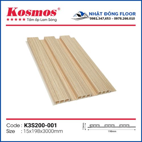 Tấm Ốp Tường Lam 3 Sóng Thấp Kosmos K3S200-001