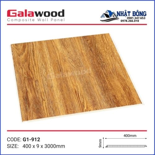 Tấm Ốp Nano Galawood Vân Gỗ Vàng Nâu G1-912