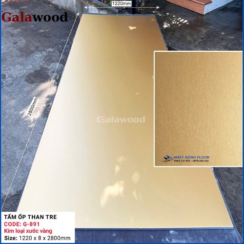 Tấm Ốp Than Tre Galawood 8mm Kim Loại Xước Vàng G-891