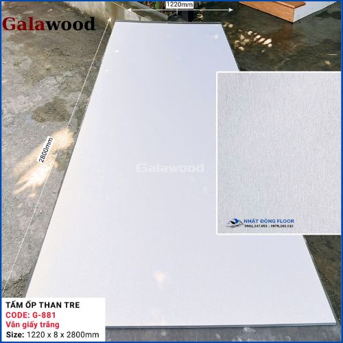 Tấm Ốp Than Tre Galawood 8mm Vân Vải Trắng G-881