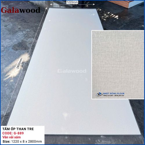 Tấm Ốp Than Tre Galawood 8mm Vân Vải Xám G-889