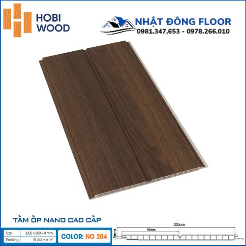 Tấm Nhựa Ốp Tường-Ốp Trần Nano Hobi Wood NO-204