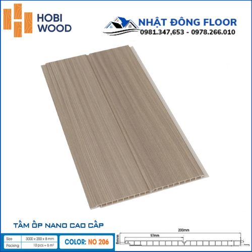 Tấm Nhựa Ốp Tường-Ốp Trần Nano Hobi Wood NO-206