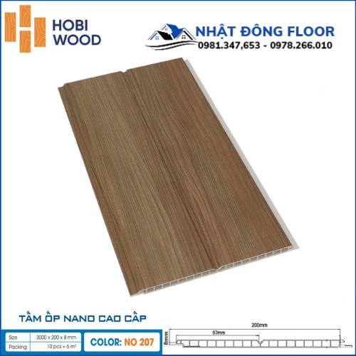 Tấm Nhựa Ốp Tường-Ốp Trần Nano Hobi Wood NO-207
