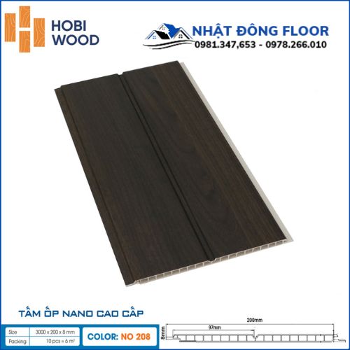 Tấm Nhựa Ốp Tường-Ốp Trần Nano Hobi Wood NO-208