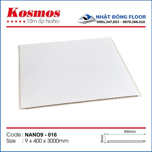 Tấm Nhựa Ốp Tường Nano Kosmos Nano9-016 Có Gam Màu Trắng Sữa Họa Tiết Vân Gỗ