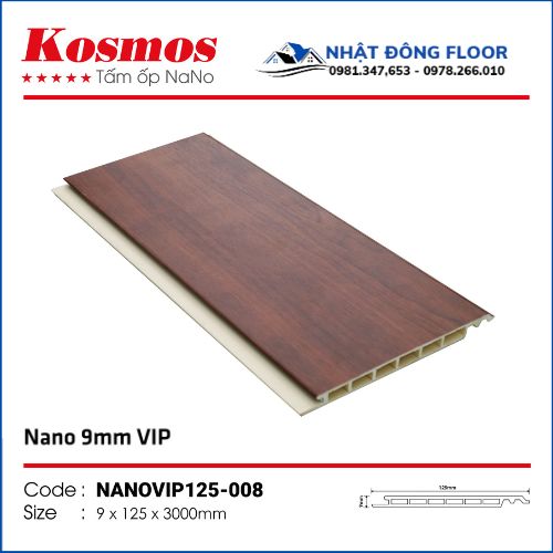 Tấm Nhựa Ốp Tường Nano Kosmos Nanovip125-008 Có Gam Màu Nâu Đỏ Họa Tiết Vân Gỗ