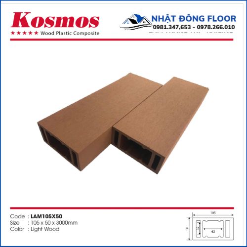 Thanh Lam Gỗ  Nhựa Ngoài Trời Kosmos 105x50 Màu Light Wood
