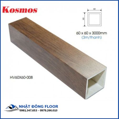 Thanh Lam Nhựa Giả Gỗ Kosmos 60x60-008 Gam Màu Nâu Vàng