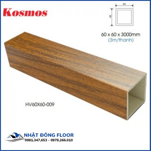 Thanh Lam Nhựa Giả Gỗ Kosmos 60x60-009 Gam Màu Nâu Vàng