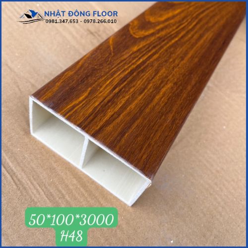 Thanh Lam Nhựa Giả Gỗ Giá Rẻ 100x50-H48 Màu Nâu Vàng